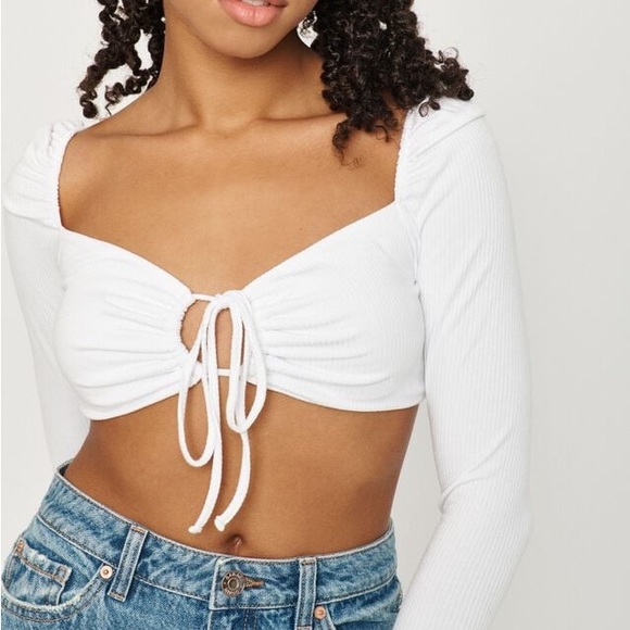 Garage Maddy Long Sleeve Keyhole Top, Size S, Brown - Picture 1 of 6